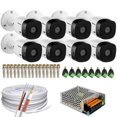 Imagem de Kit 8 Câmeras Intelbras Vhl 1120b + Fonte 10amp 12v + 100m Cabo e Cone