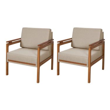 Imagem de 2 Poltronas Montreal Estofada em Linho Premium Sala Recepção