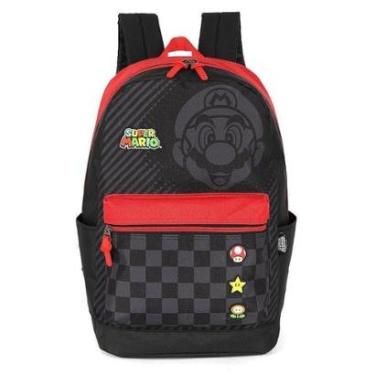 Imagem de Mochila de Costas Luxcel Super Mário Bros Patch Vermelho-Masculino