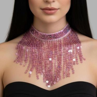 Imagem de Colar Gargantilha Franja Paetê Dança/ Carnaval - AB85 - Atelier Patric