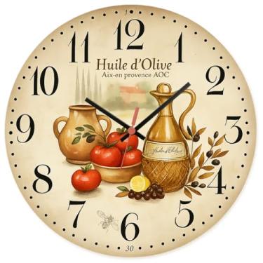 Imagem de Relógio De Parede 29cm Cozinha Decorativo Silencioso Pendulart (Cozinha20 - Huile d'Olive)