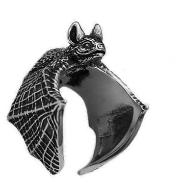 Imagem de Anel Ajustável Regulável Punk Morcego Vampiro Gótico Vintage Preto