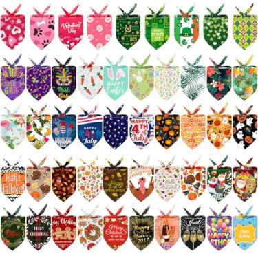 Imagem de 50 peças, bandanas para cães patrióticos Dia das Bruxas Ação de Graças Natal Ano Novo Aniversário de Páscoa Carnaval Dia de São Patrício Babadores Cachecol grande para cães pequeno médio grande cães animais de estimação gatos