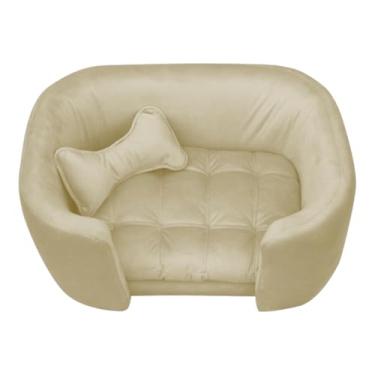 Imagem de Poltrona Pet Conforto Luxo | Cama Sofá Cachorro e Gato | Lavável veludo preto(bege)