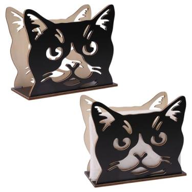 Imagem de FREEBLOSS 2 peças porta-guardanapos para mesa porta-guardanapos em forma de gato de madeira para cozinha inauguração de casa suporte de guardanapos modernos para todas as decorações de sala de jantar