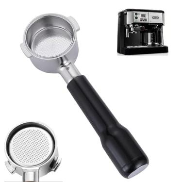 Imagem de Yuezhongoo Filtro portátil sem fundo de 51 mm, filtro portátil sem fundo nu, 2 orelhas com capacidade de injeção dupla de aço inoxidável, cesta de filtro compatível com Delonghi ECP3420/ECP3120/EC155