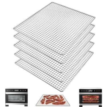 Imagem de GXF Acessórios de desidratador para desidratador de alimentos COSORI 5 peças bandejas de aço inoxidável máquina secadora, 24 cm (C) × 23 cm (L) × 2,3 cm (A) bandejas de malha para desidratador de