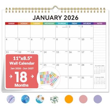 Imagem de Forvencer Calendário 2026, calendários de parede de 20 meses, novembro de 2025 a junho de 2027, agenda mensal de 28 x 21,6 cm com seção de notas de página inteira e adesivos, blocos sem pautas