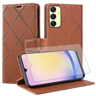 Imagem de Asuwish Capa de telefone para Samsung Galaxy A25 5G capa carteira com protetor de tela de vidro temperado PU couro sintético flip porta-cartão de crédito slot suporte robusto Folio Cell A 25 25A