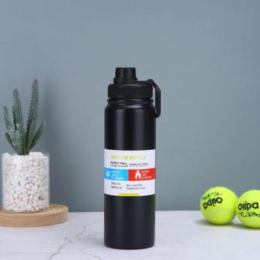 Imagem de Garrafa Térmica 800 ml – Aço Inoxidável | Grande Capacidade | Isolamento Térmico para Líquidos Quentes e Frios | Design Espacial | Preto