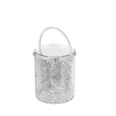 Imagem de Balde de gelo com tampa e alça ideal para bar de coquetéis, festas, vinho gelado, champanhe, vinho, cerveja, champanhe, balde de champanhe (transparente, pequeno)