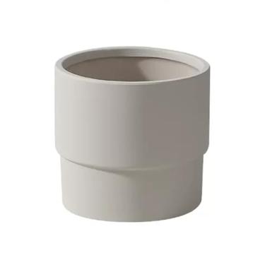 Imagem de Vaso de flores de cor sólida, simples, reto, fechado, redondo, vaso de cerâmica, plantas suculentas, plantas verdes, vasos de flores (cinza, grande)