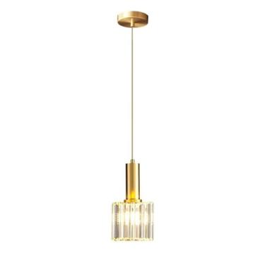 Imagem de Luminária pendente para cozinha, ilha ou sala de jantar, com soquete E27, cristal, estilo mini lustre com acabamento dourado, luminária de teto embutida para quarto, sala de estar e corredor