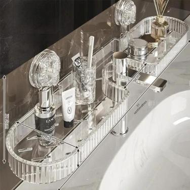 Imagem de Prateleira De Banheiro De Plástico Cromado Com Ventosa Sem Perfuração,