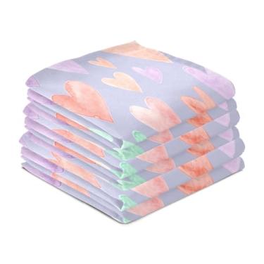 Imagem de Wassud Toalhas de prato macias de lavanda corações de cozinha, pacote com 6 panos de prato macios com laço para pendurar, toalha de mão de secagem rápida super absorvente, toalhas de chá de mesa