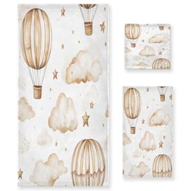Imagem de xigua Balões de ar quente aquarela conjunto de toalhas de banheiro absorvente macio toalha de banho 3 peças toalha de mão toalhas decorativas para banheiro, academia, hotel, praia, piscina