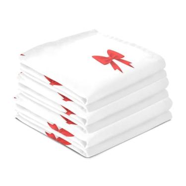 Imagem de Wassud Red Bows Toalhas de prato de cozinha pacote com 6 panos de prato macios com laço para pendurar toalha de mão super absorvente de secagem rápida toalhas de chá de mesa decorativas 71 x 45 cm