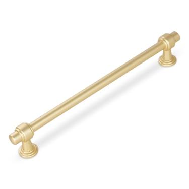 Imagem de GIYURO Pacote com 10 puxadores de armário dourados escovados 192 mm (7-1/2 pol.) Puxadores de armário de cozinha ferragens para puxadores de gaveta