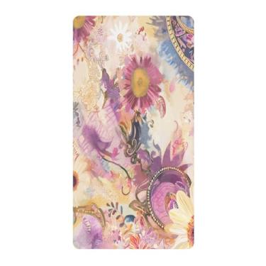 Imagem de Blueangle Lençol de berço padrão para berço infantil - Lençóis de algodão macio e respirável com flores Paisley (669)