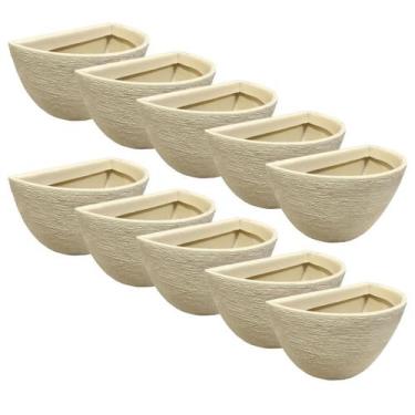 Imagem de Kit 10 Vasos de Parede Bege para Jardim Vertical 18x33 - Alpe & Aritan