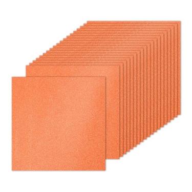Imagem de PATIKIL 20 folhas de cartolina laranja com glitter 25,4 x 25,4 cm, papel quadrado brilhante brilhante para artesanato 250 g/m² para scrapbook, arte faça você mesmo, festa de casamento
