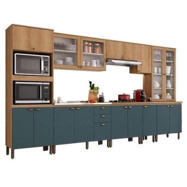 Imagem de Cozinha Modulada Finesse Composição 17 Capuccino Azul - Thb - THB MÓVE