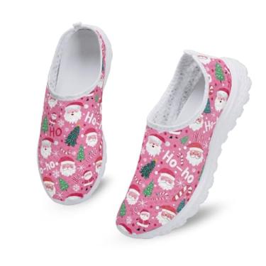 Imagem de Bigcardesigns Mocassim feminino de malha respirável para caminhada, Rosa de Natal, 38