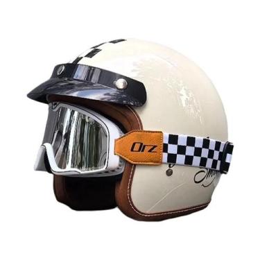 Imagem de Capacete De Motocicleta Vintage Certificado DOT 3/4 Jet Mask ORZ-058C,