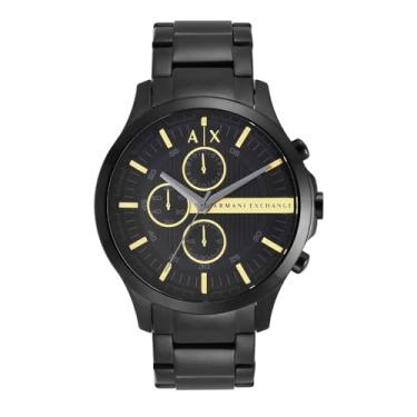 Imagem de A|X Armani Exchange Relógio cronógrafo masculino; relógio masculino com pulseira de couro, aço inoxidável ou silicone, Preto/dourado, Relógio de quartzo, cronógrafo