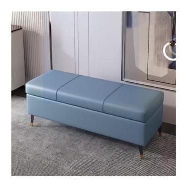 Imagem de Banqueta de sapato para quarto para uso doméstico porta armazenamento entrada sapatos de cabeceira sofá de cabeceira longo pode ser banco final da cama (azul, 150 cm)
