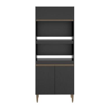 Imagem de Torre Quente Forno E Microondas Para Cozinha Sabrina Menu Móveis Preto