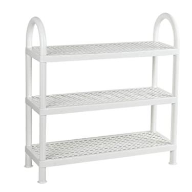 Imagem de Prateleira de sapato organizador de sapateira de plástico branco rack versátil que economiza espaço para sala de estar quarto suporte de prateleira organizador de armazenamento de sapatos suporte de