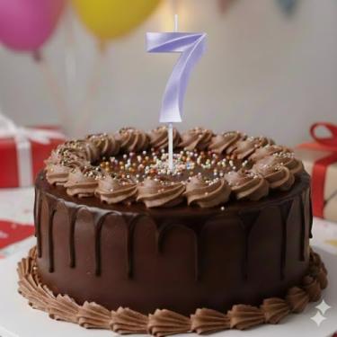 Imagem de Vela De Aniversário Mini Design Número Com 5Cm Silver Festas Lilás (Número 7)