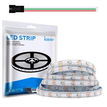 Imagem de Fita de luzes LED WS2812B 5V 150 LEDs RGB IC 5050SMD endereçáveis individuais - PCB branco flexível IP65-30LEDs/m MagicRGB Dream Color para projetos DIY Chasing Color (sem fonte de alimentação e