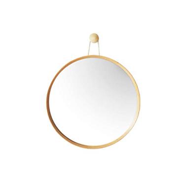 Imagem de Espelho decorativo para varanda nórdica espelho de parede bambu redondo simples espelho de banheiro (tamanho: 60 cm)