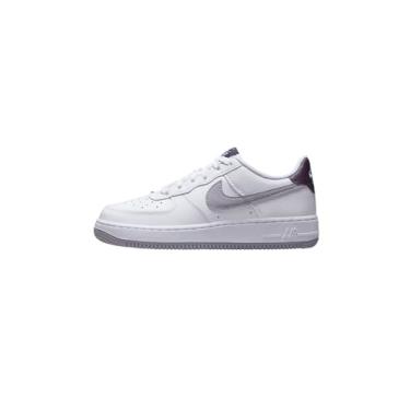 Imagem de Nike Tênis esportivo Air Force 1 BG sintético infantil, Branco, cinza, borgonha, 31.5 BR