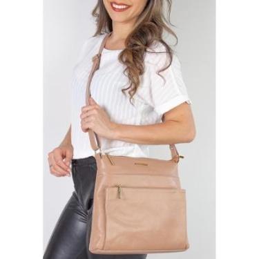 Imagem de Bolsa transversal de couro liso Giselle-Feminino