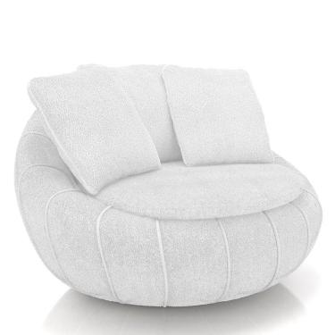 Imagem de Poltrona Decorativa Redonda Giratória Com Almofadas Saphire M22 Boucle Branco - Mpozenato