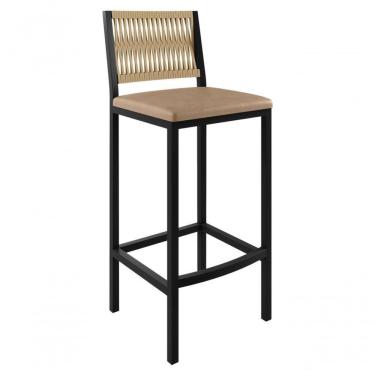 Imagem de Banqueta Metálica Em Corda Náutica - Barcelona - Paonanda Decor