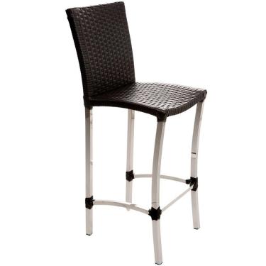 Imagem de Banqueta Cannes Alumínio Alta Balcão Fibra Sintética Trama Preto