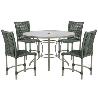 Imagem de Mesa Ascoli 4 Cadeiras Cannes De Alumínio Fendi Trama Verde