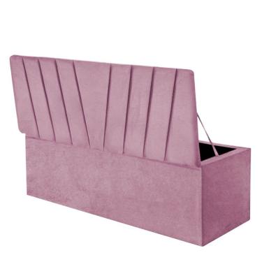 Imagem de Calçadeira Baú Recamier Estofada Cama King 190cm Bélgica Corino Rosa Bebe- Mabe Magazine
