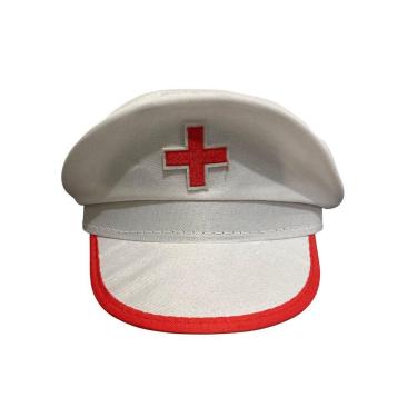 Imagem de Quepe Enfermeira Adulto Branco E Vermelho