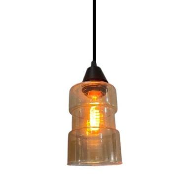Imagem de kit 3 Luminária Pendente Vidro Tubo - - Reduna, ÂMBAR