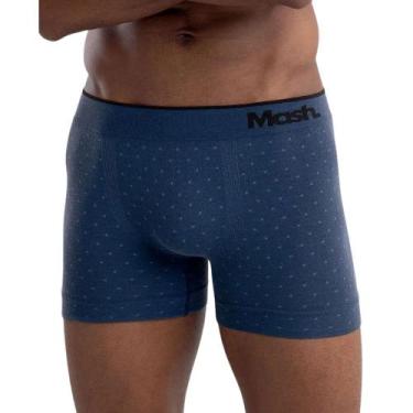 Imagem de Cueca Boxer Mash Microfibra Sem Costura Estampada Adulto 710.14, Azul 