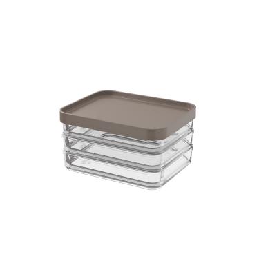 Imagem de Pote Trio Coza Clear 840ml - 13,1 x 16,7 x 8,5 cm Warm Gray
