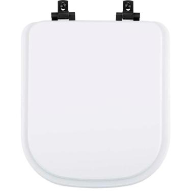 Imagem de Tampa De Vaso Laqueado Com Amortecedor Quadra Branco Para Bacia Deca Com Ferragem Preta