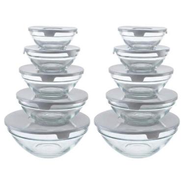 Imagem de Kit De Potes Em Vidro Com Tampa 10 Peças Cinza Vista Home