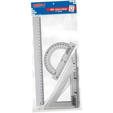 Imagem de Conjunto p/Desenho Régua Esquadros Transferidores - WALEU