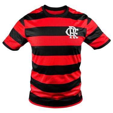 Imagem de Camiseta Flamengo Listrado Vermelho e Preto Masculina-Unissex